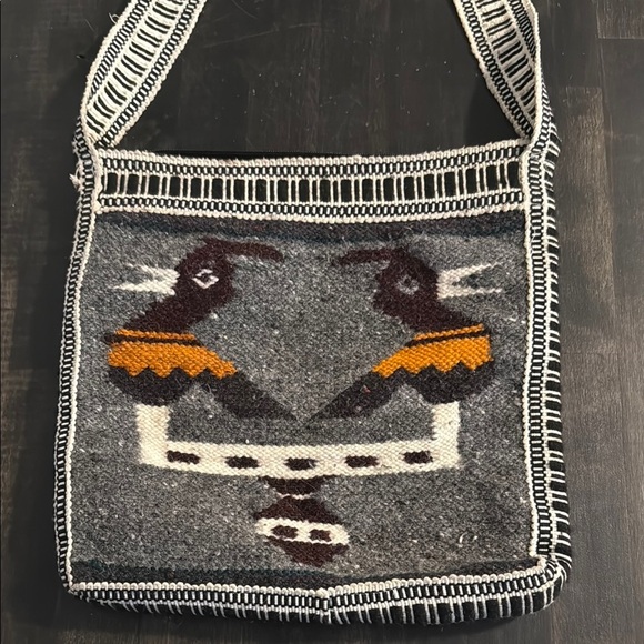 Guatemalan Blanket Crossbody Purse Zip Top Birds - Picture 1 of 5